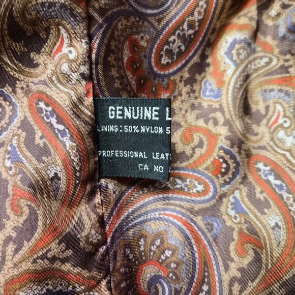 VTG 80s Black Leather Suede Balloon Coat Batwing Sleeves Paisley Lining L Power - Picture 8 of 11